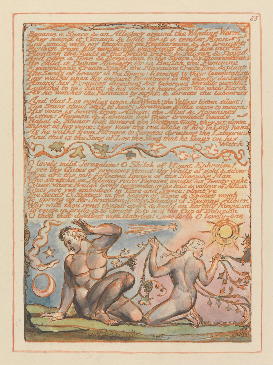 Jerusalem, Tafel 85, Wurde ein Raum und eine Allegorie.... von William Blake