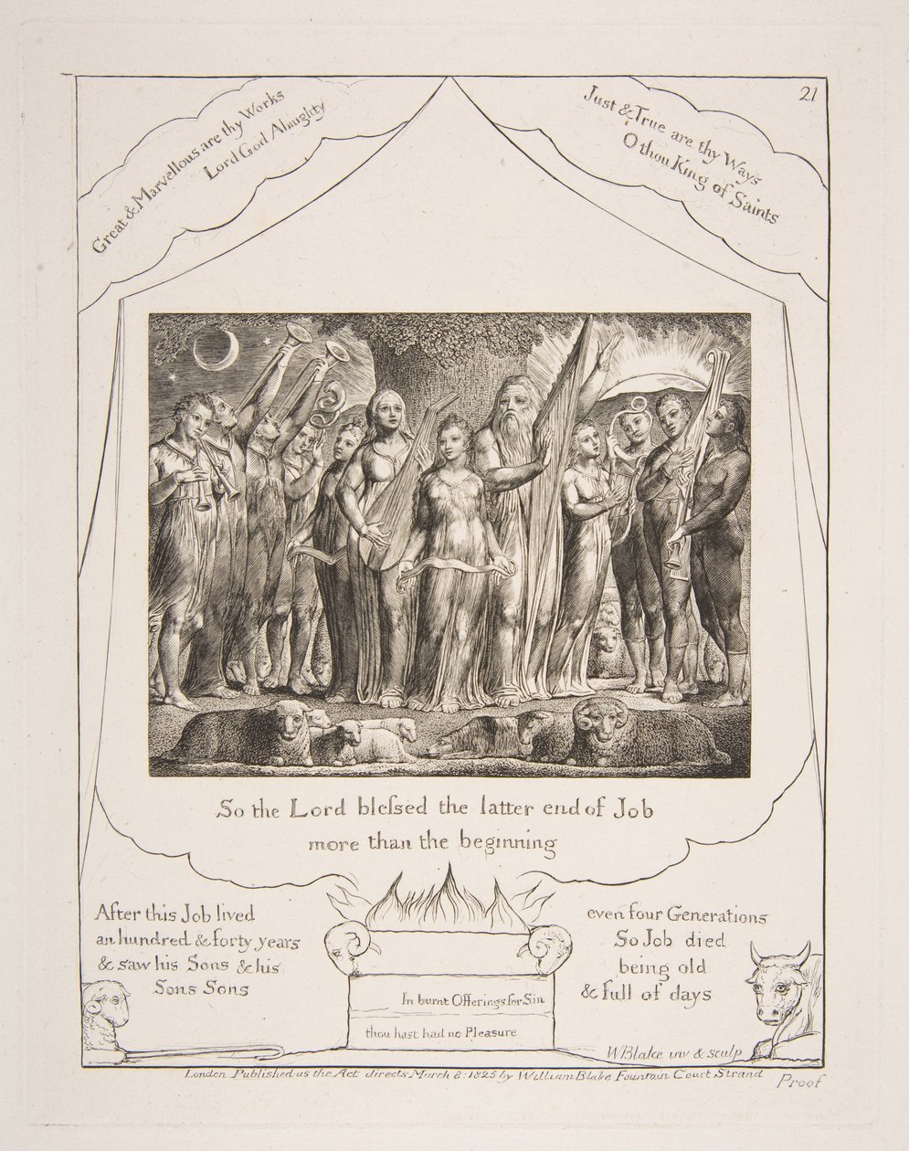 Hiob und seine Frau wiederhergestellt zum Wohlstand, aus Illustrationen des Buches Hiob von William Blake