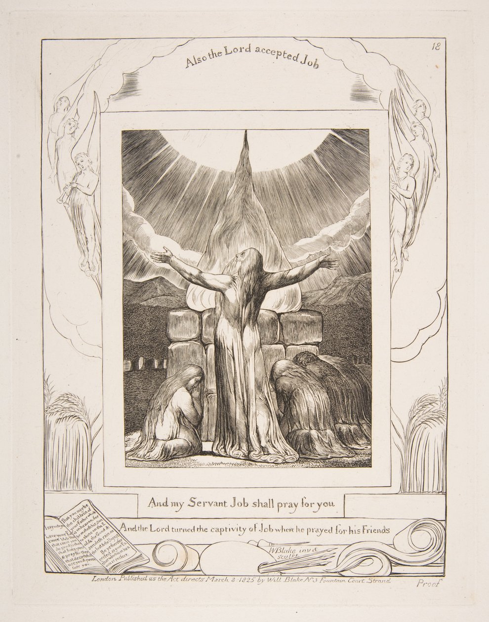 Jobs Opfer, aus Illustrationen zum Buch Hiob (1825-26) von William Blake