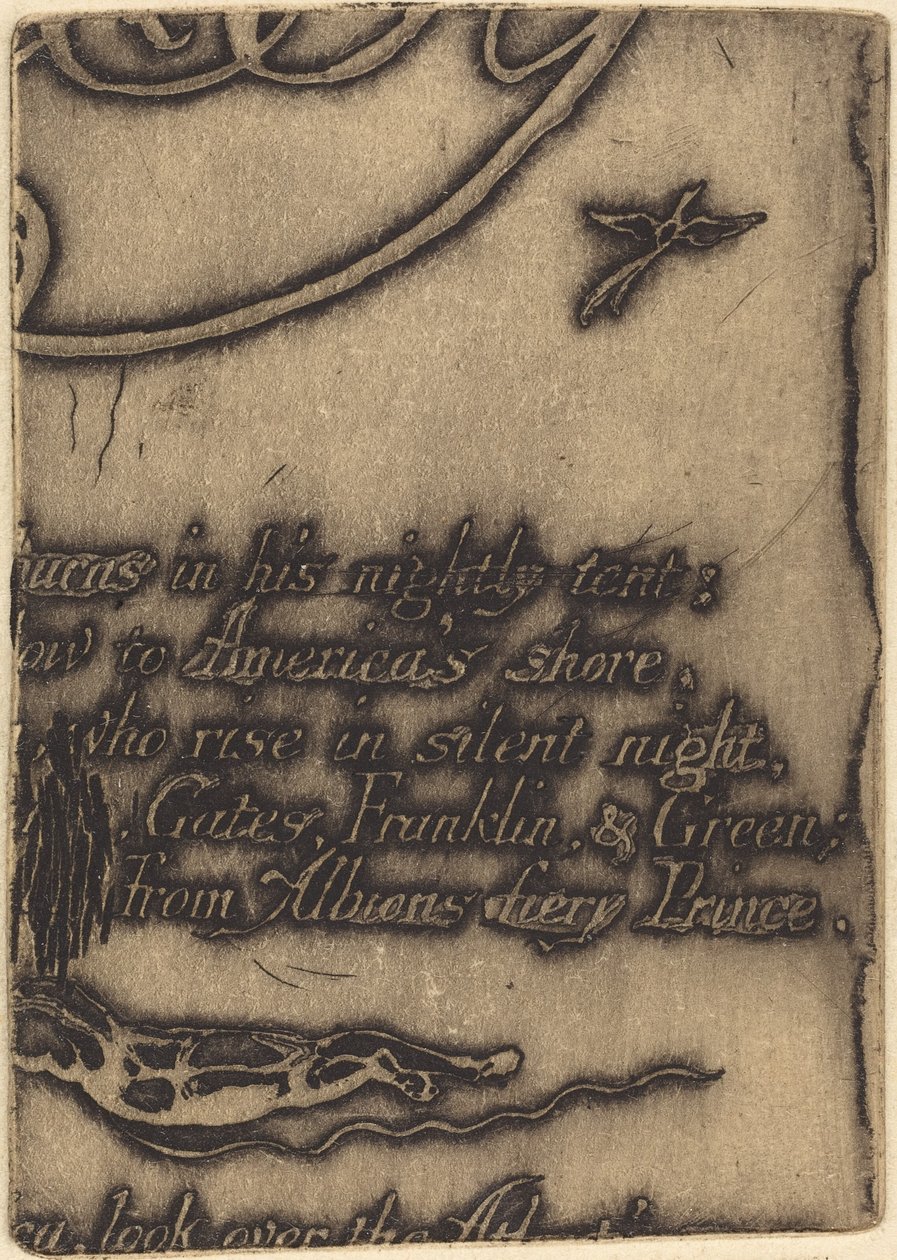 Neudruck aus Fragment einer annullierten Platte für "Eine Prophezeiung" von William Blake