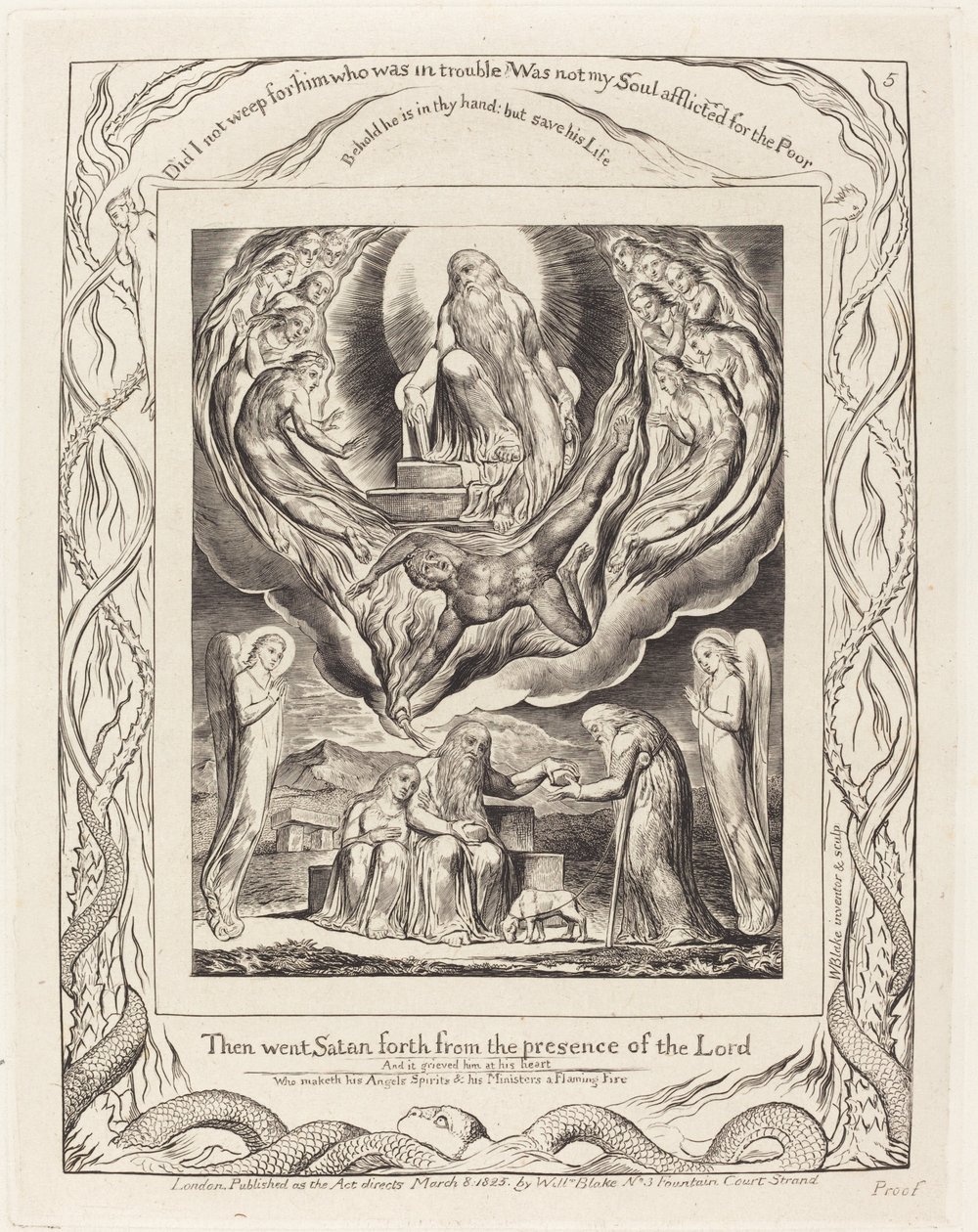 Satan geht aus der Gegenwart des Herrn von William Blake