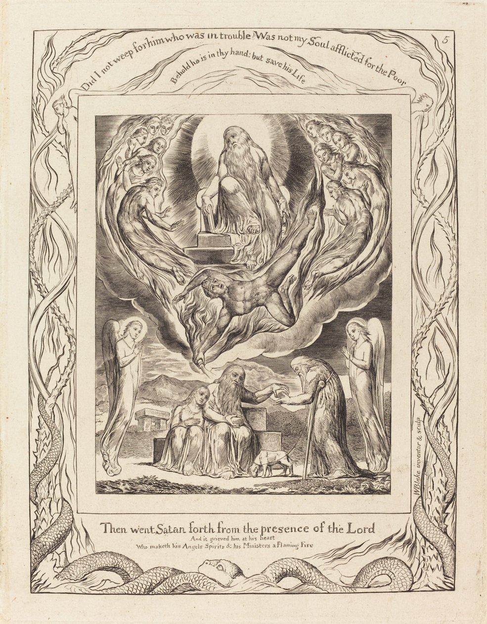 Satan geht aus der Gegenwart des Herrn von William Blake