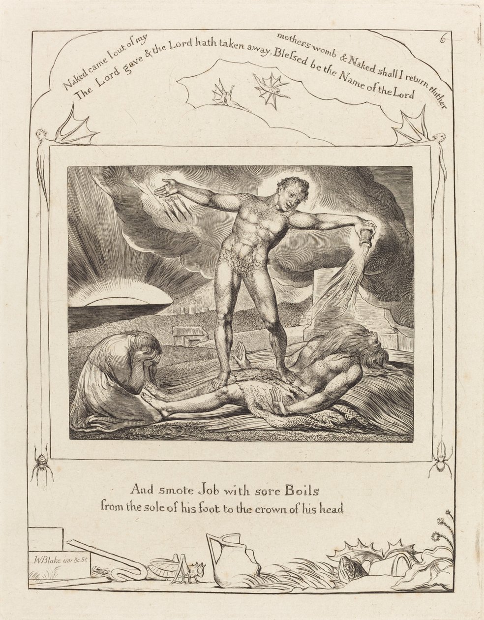 Satan schlägt Hiob mit Geschwüren von William Blake
