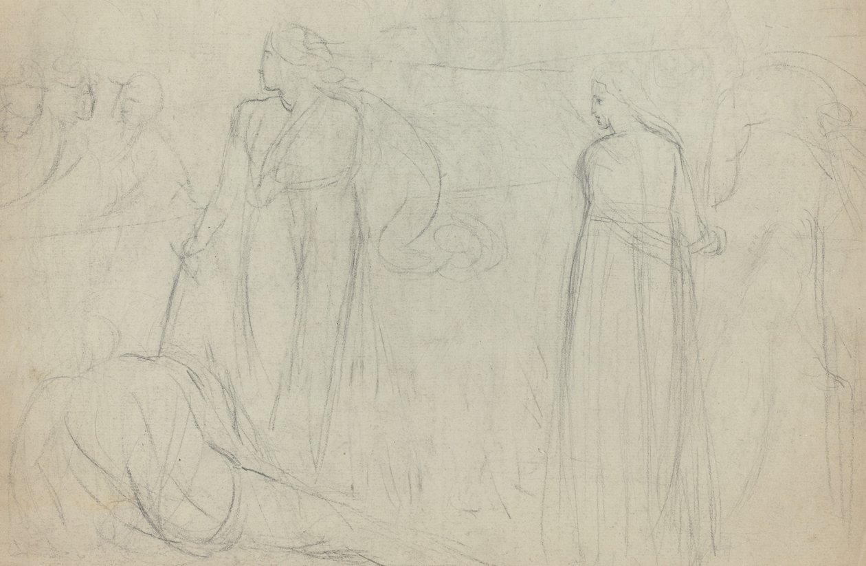 Skizze eines Schwertkämpfers über seinem besiegten Gegner (verso) von William Blake