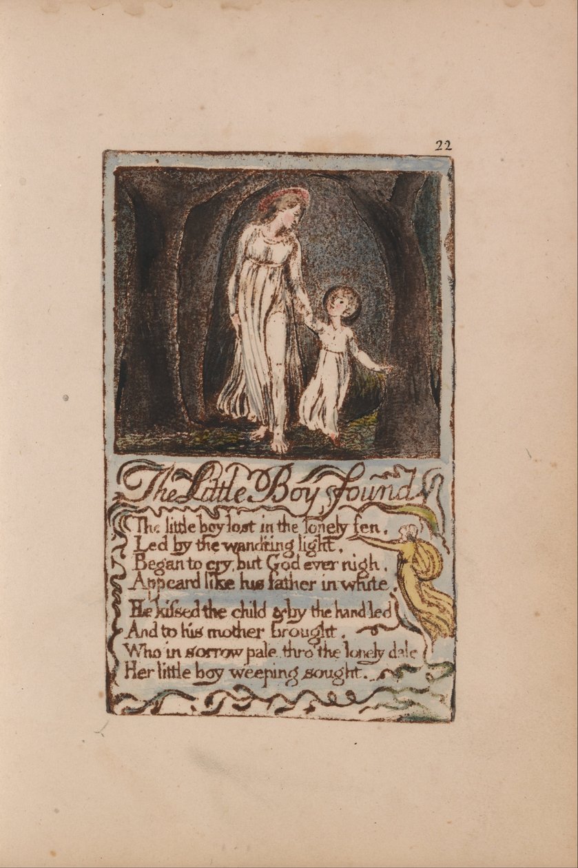 Lieder der Unschuld und der Erfahrung, Tafel 22, Der gefundene kleine Junge (Bentley 14) von William Blake