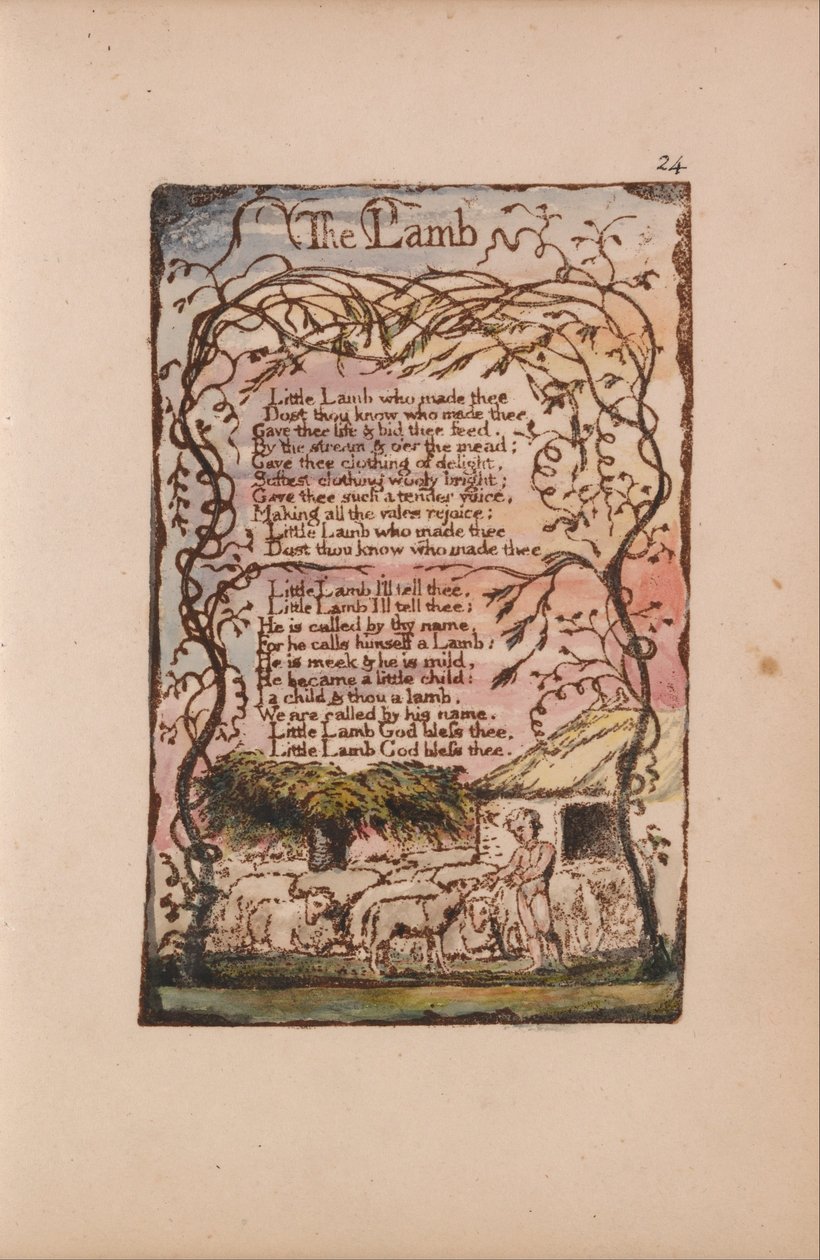 Lieder der Unschuld und der Erfahrung, Tafel 24, Das Lamm (Bentley 8) von William Blake