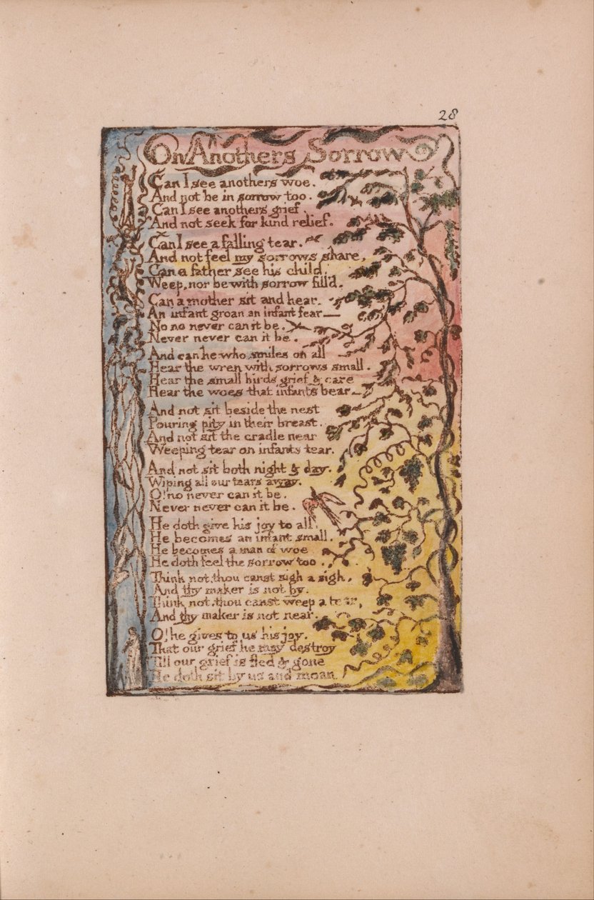 Lieder der Unschuld und der Erfahrung, Tafel 28, Über fremdes Leid (Bentley 27) von William Blake