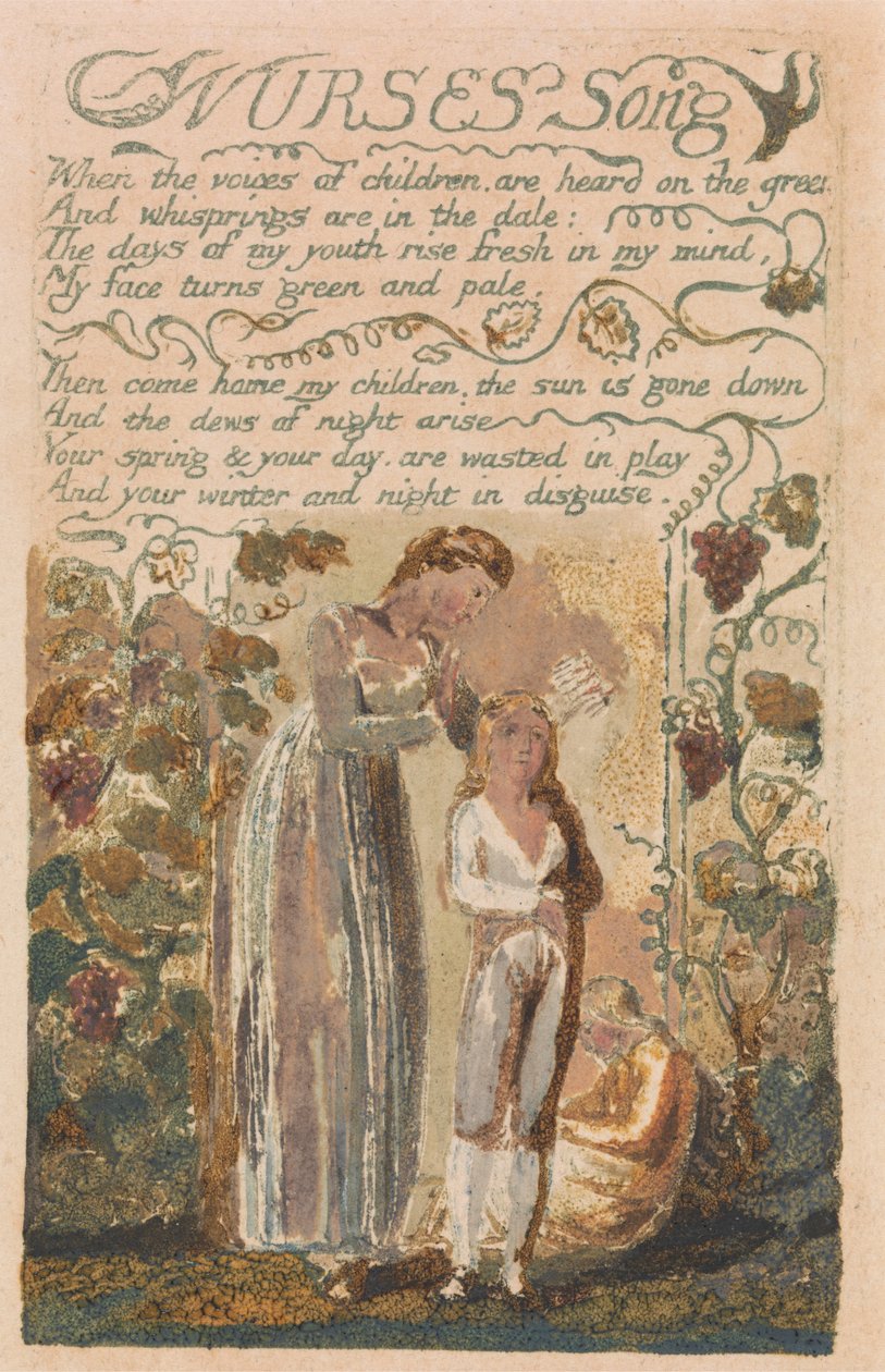 Lieder der Unschuld und der Erfahrung, Platte 37, "Lied der Krankenschwester" (Bentley 38) von William Blake