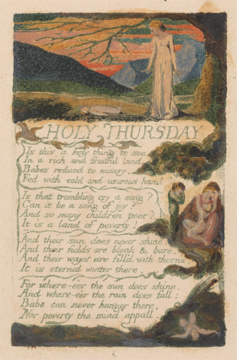 Lieder der Unschuld und der Erfahrung, Platte 38, "Heiliger Donnerstag" (Bentley 33) von William Blake