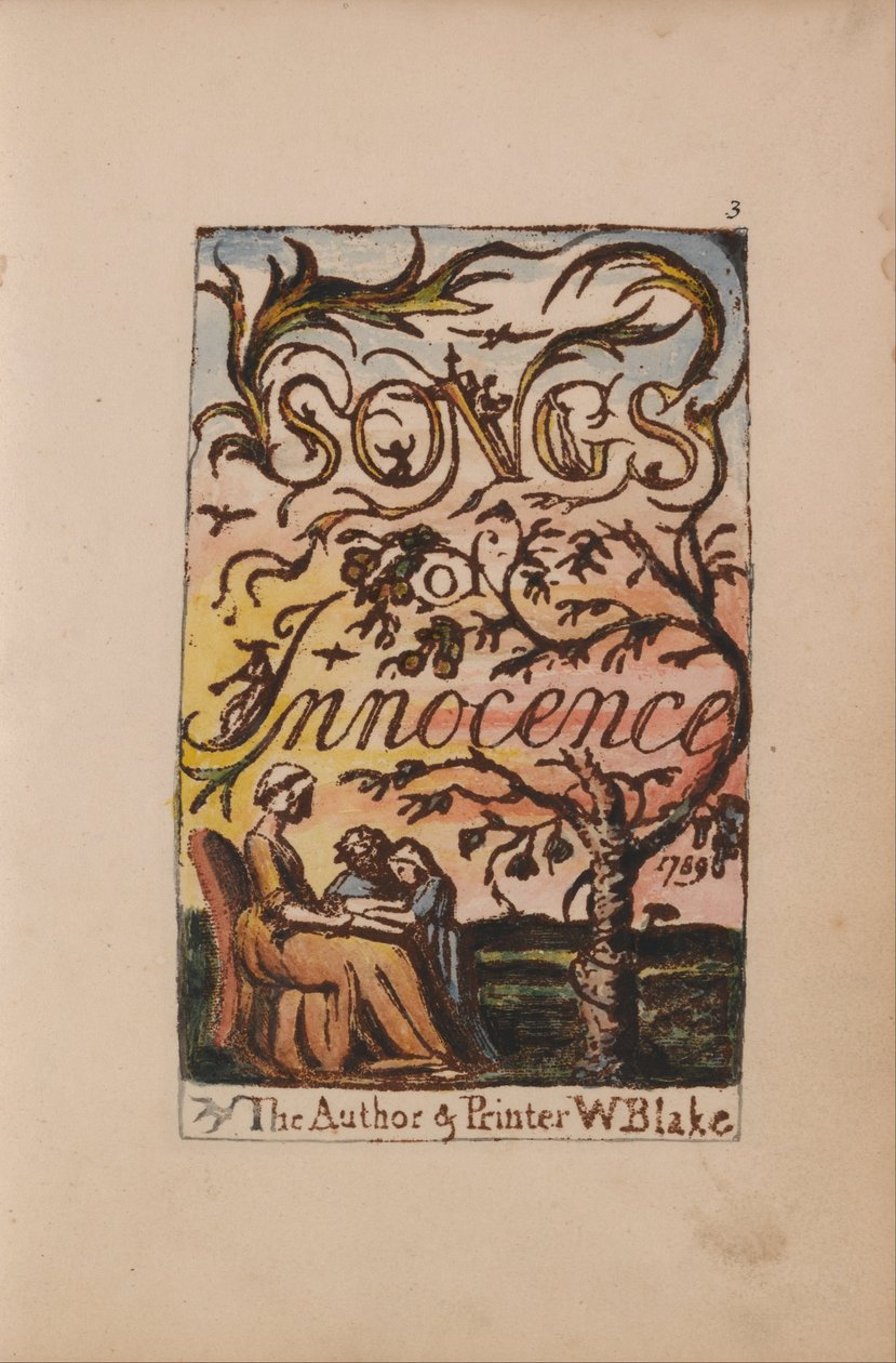 Lieder der Unschuld und Erfahrung, Platte 3, Unschuld Titelblatt (Bentley 3) von William Blake