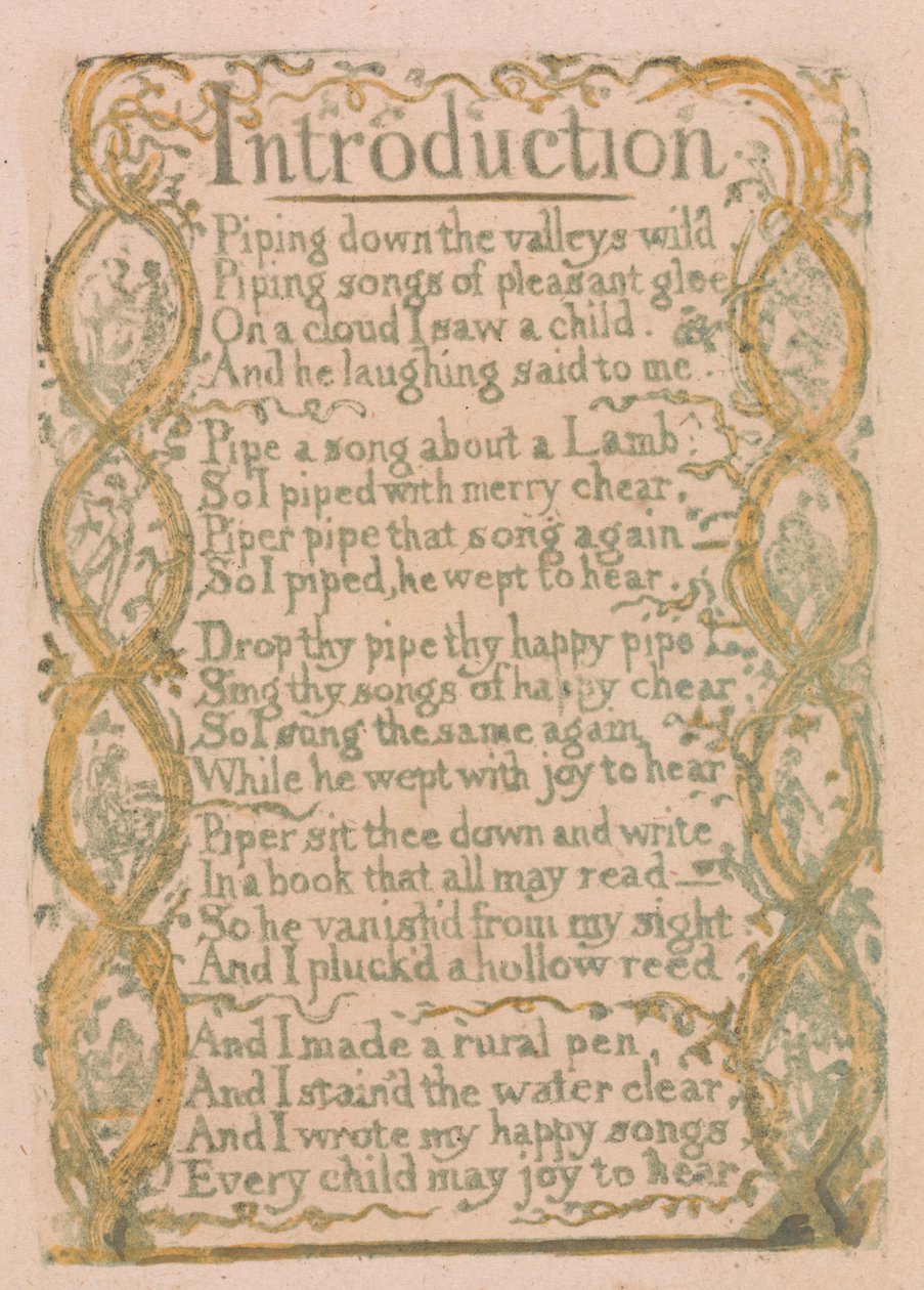 Lieder der Unschuld und der Erfahrung, Platte 3, "Einführung" (Bentley 4) von William Blake