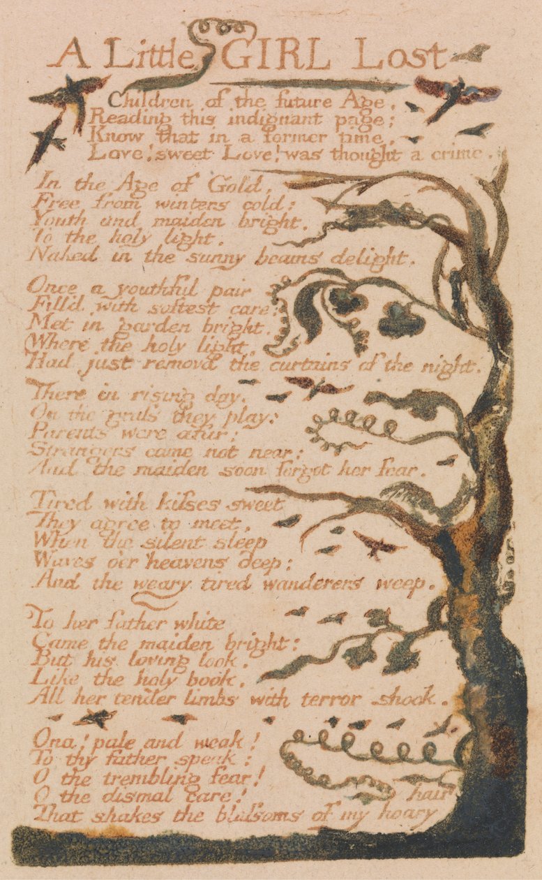 Lieder der Unschuld und der Erfahrung, Platte 44, "Ein kleines Mädchen verloren" (Bentley 51) von William Blake
