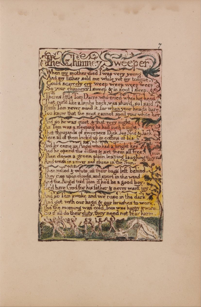 Lieder der Unschuld und der Erfahrung, Tafel 7, Der Schornsteinfeger (Bentley 12) von William Blake
