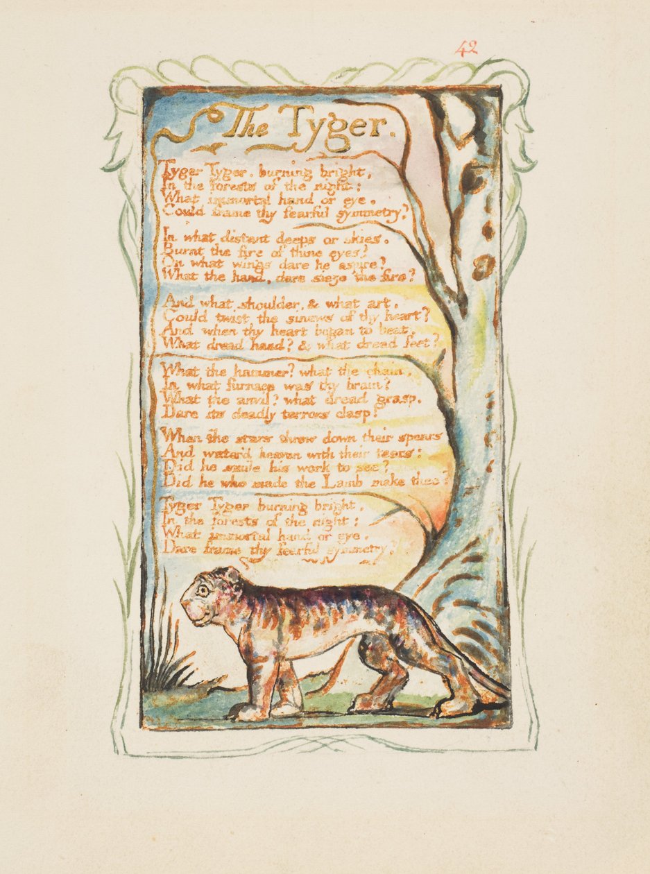 Lieder der Unschuld und Erfahrung: Der Tiger, ca. 1825 von William Blake