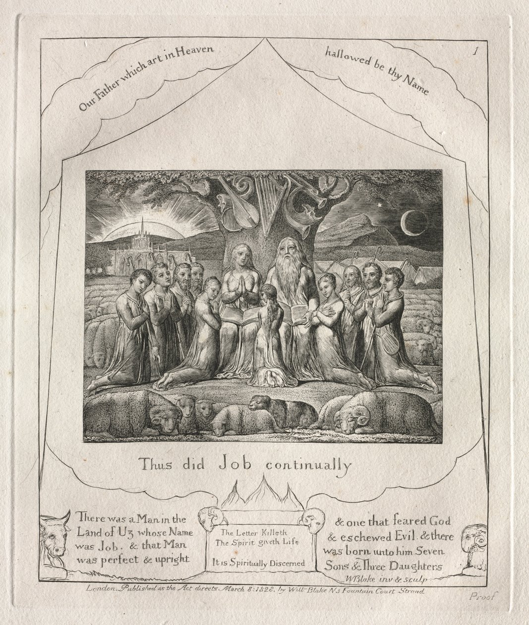 Das Buch Hiob: Pl. 1, So tat Hiob beständig von William Blake
