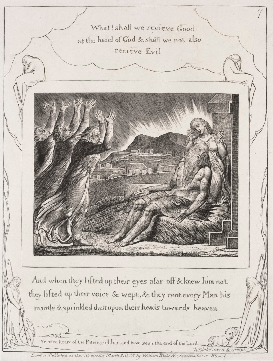 Das Buch Hiob: Pl. 7, und als sie ihre Augen erhoben hatten von William Blake