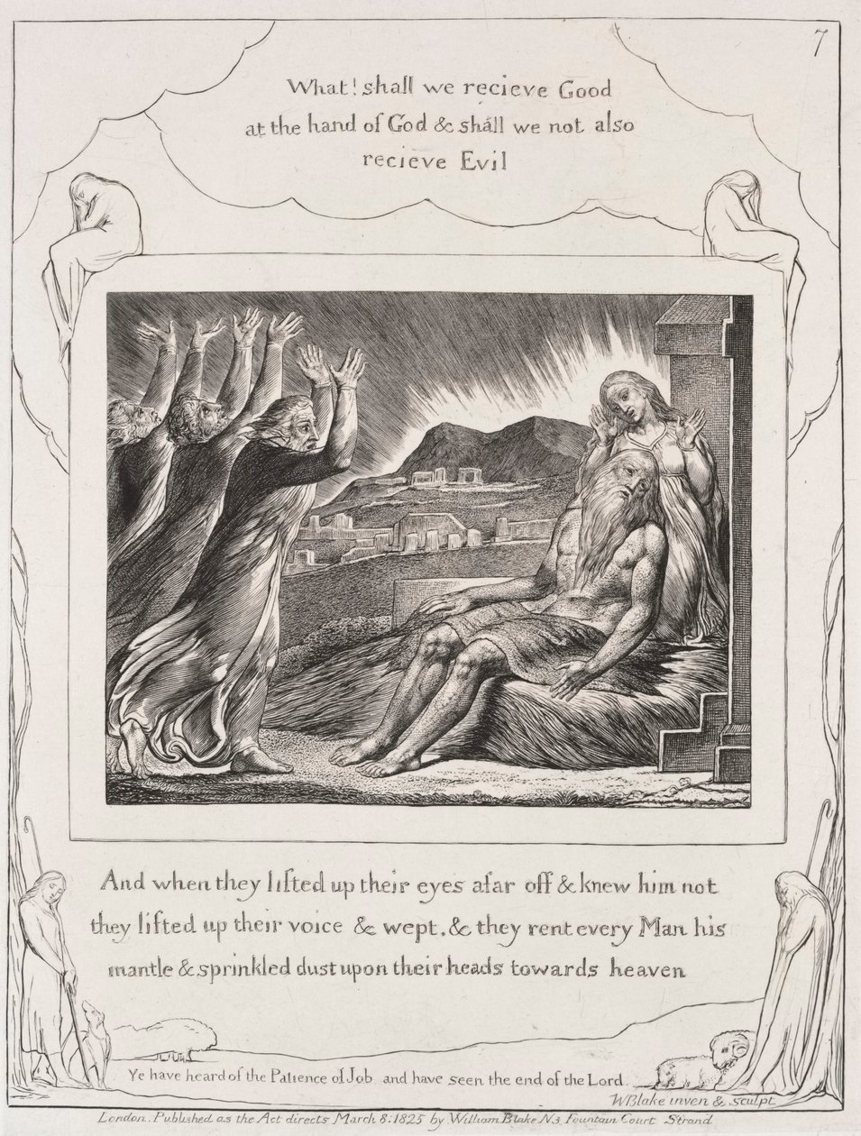 Das Buch Hiob: Pl. 7, Und als sie ihre Augen erhoben von William Blake