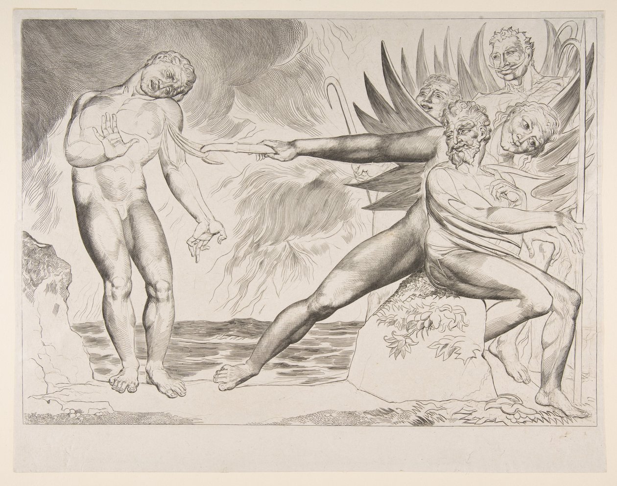 Der Kreis der korrupten Beamten: Die Teufel quälen Ciampolo, aus Dantes Inferno, ca. 1825-27 von William Blake