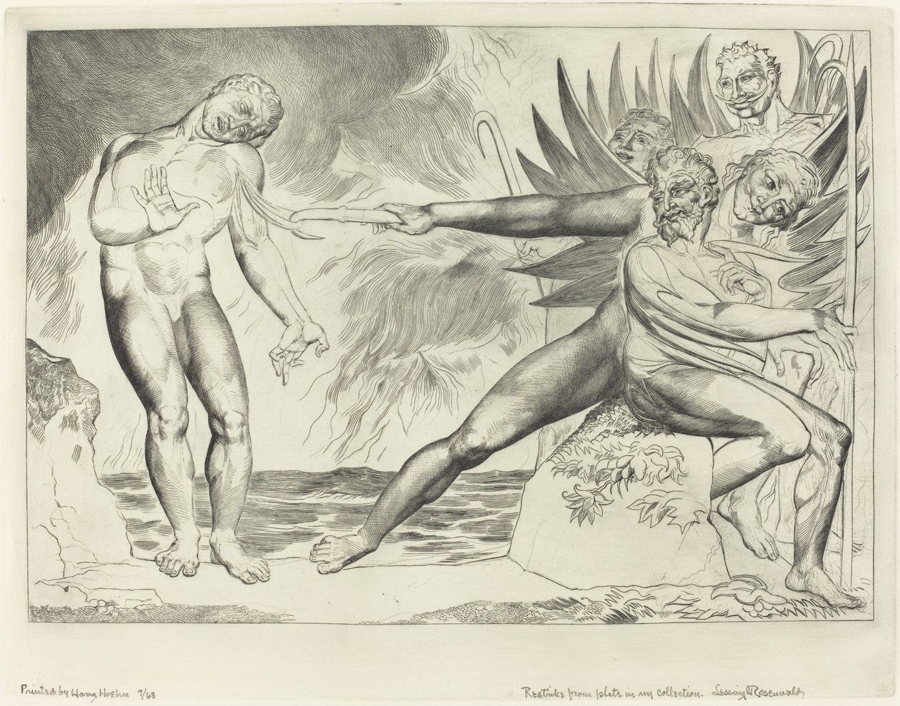 Der Kreis der korrupten Beamten, die Teufel quälen Ciampolo von William Blake