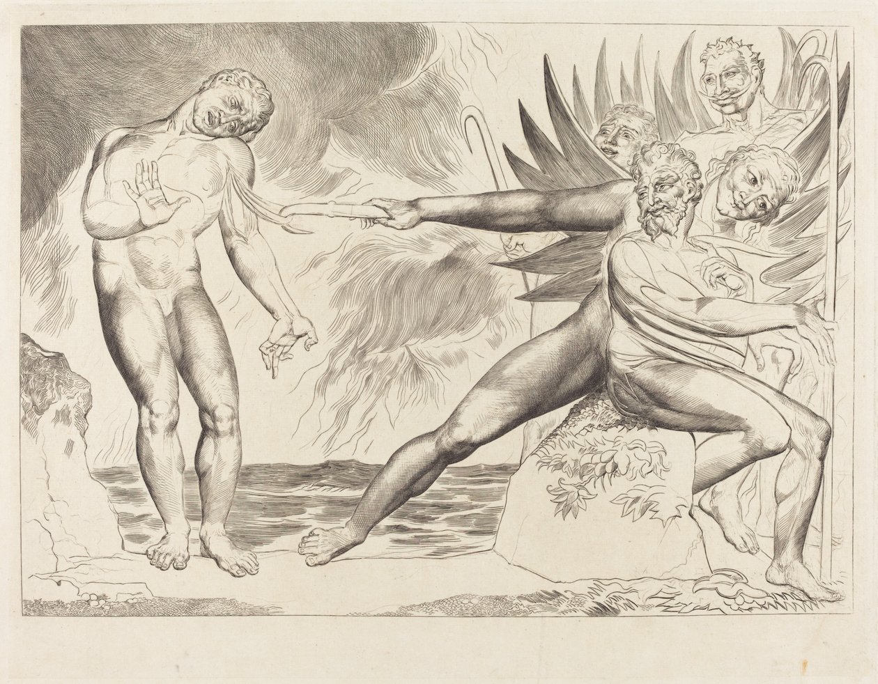 Der Kreis der korrupten Beamten; Die Teufel, die Ciampolo quälen von William Blake