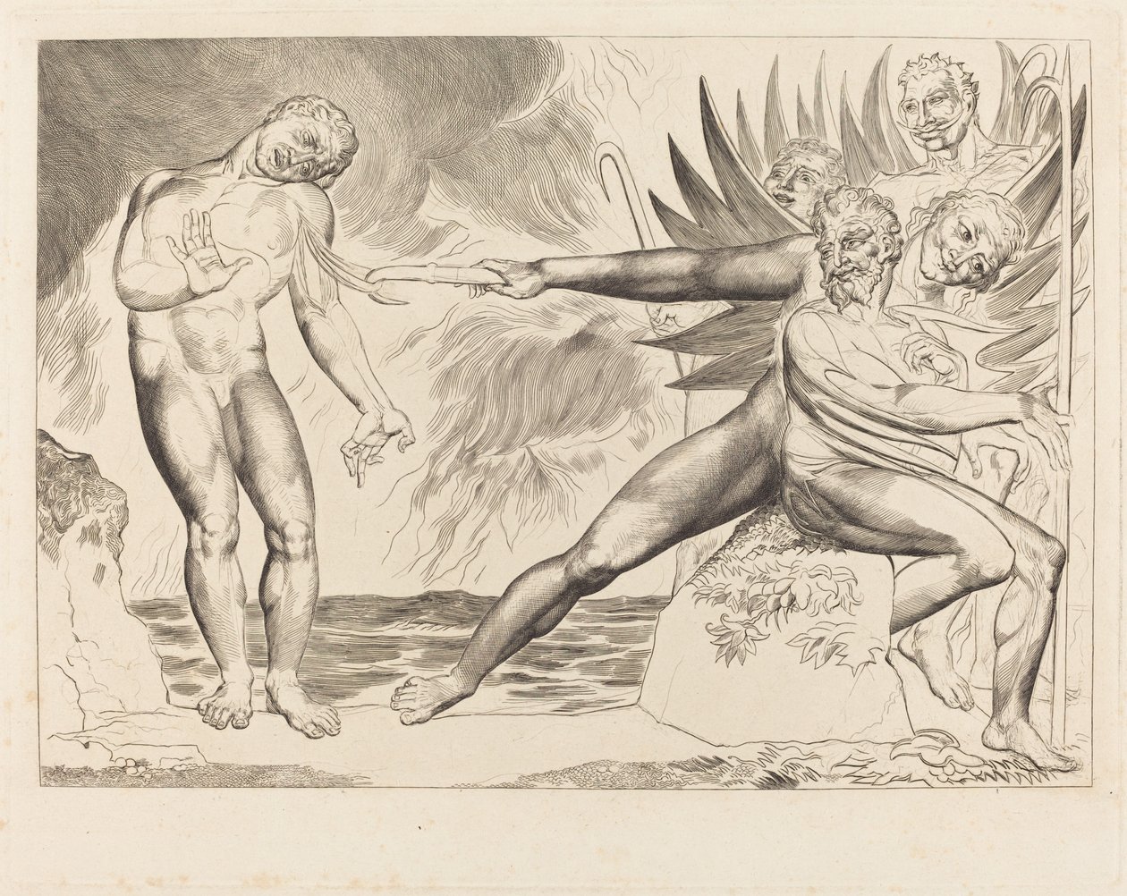 Der Kreis der korrupten Beamten, die Teufel quälen Ciampolo von William Blake