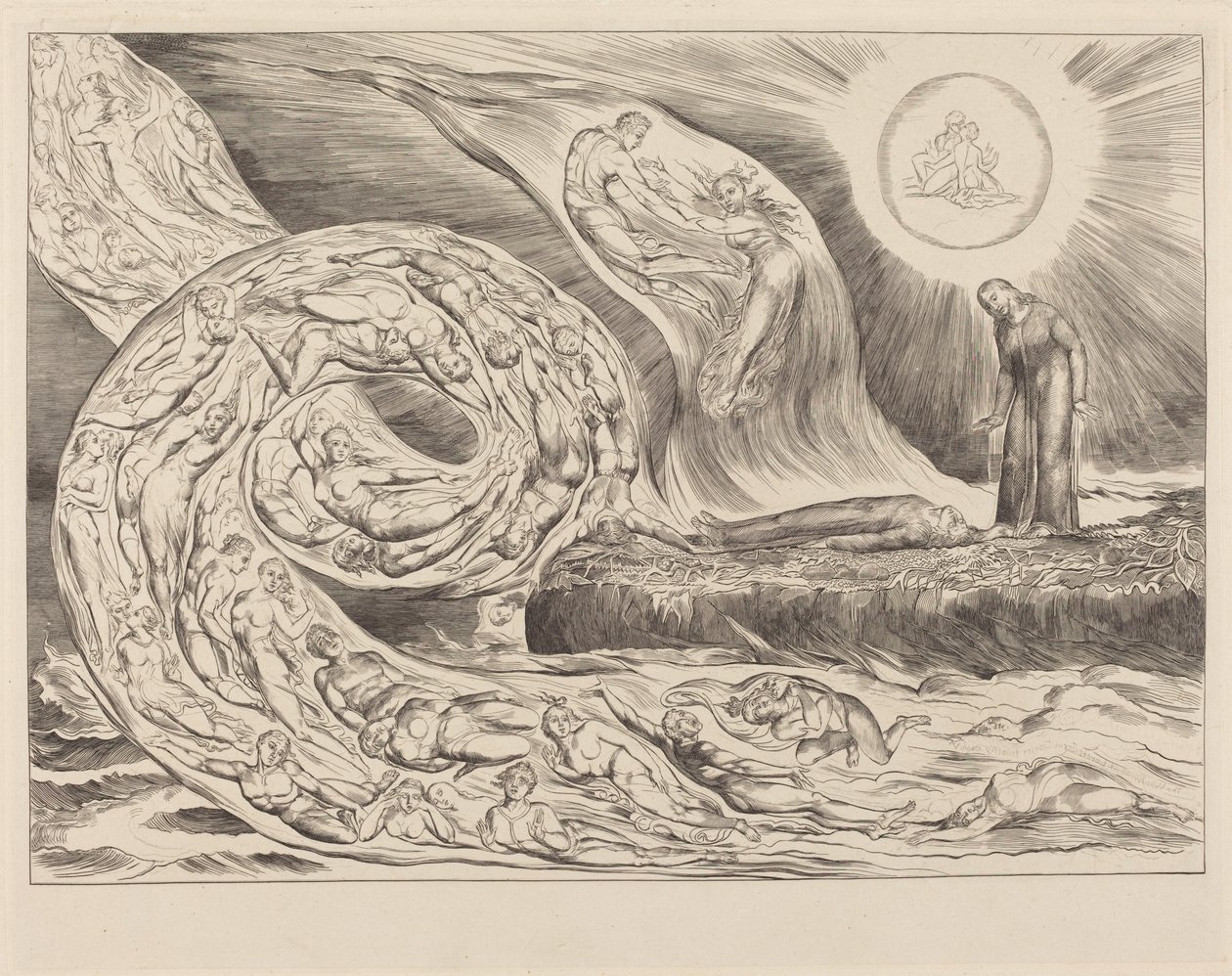 Der Kreis der Lüsternen: Paolo und Francesca von William Blake