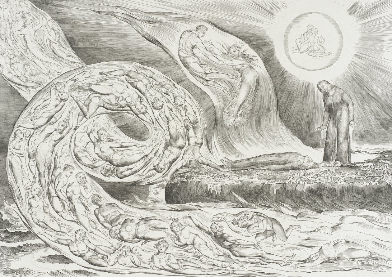 Der Kreis der Lüsternen: Paolo und Francesca von William Blake