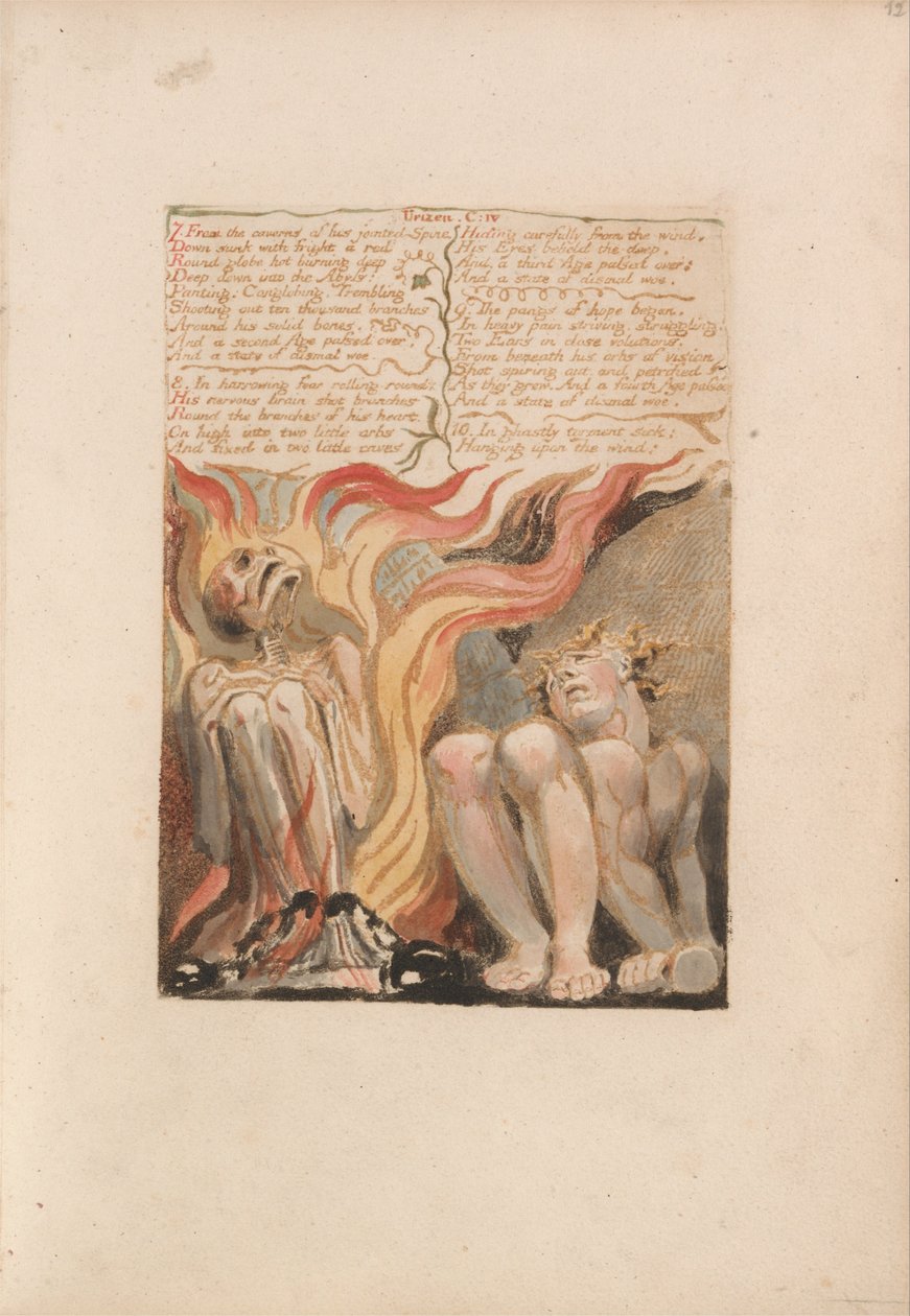 Das erste Buch Urizen, Tafel 14, 7. Aus den Höhlen seiner gegliederten Wirbelsäule.... (Bentley 11) von William Blake
