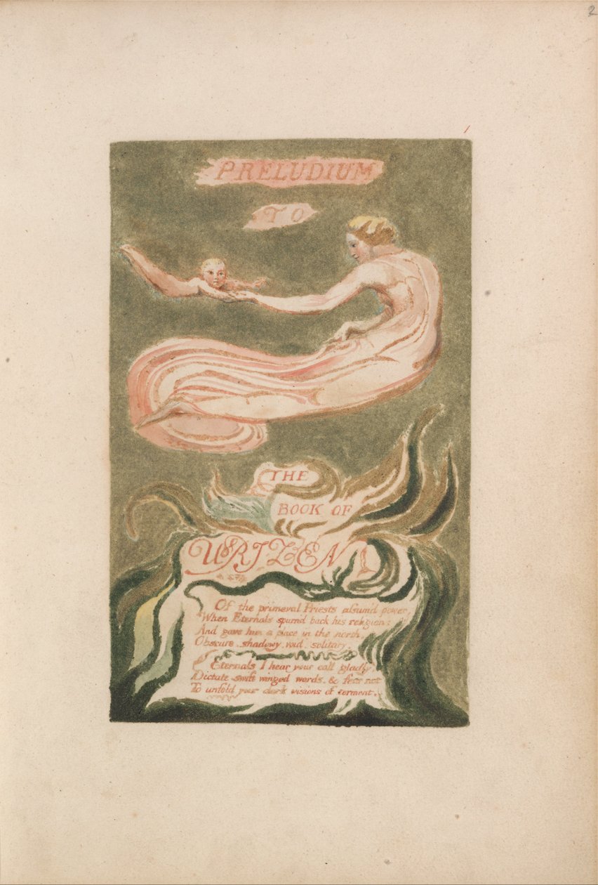 Das erste Buch Urizen, Tafel 2, Präludium zum Buch Urizen (Bentley 2) von William Blake