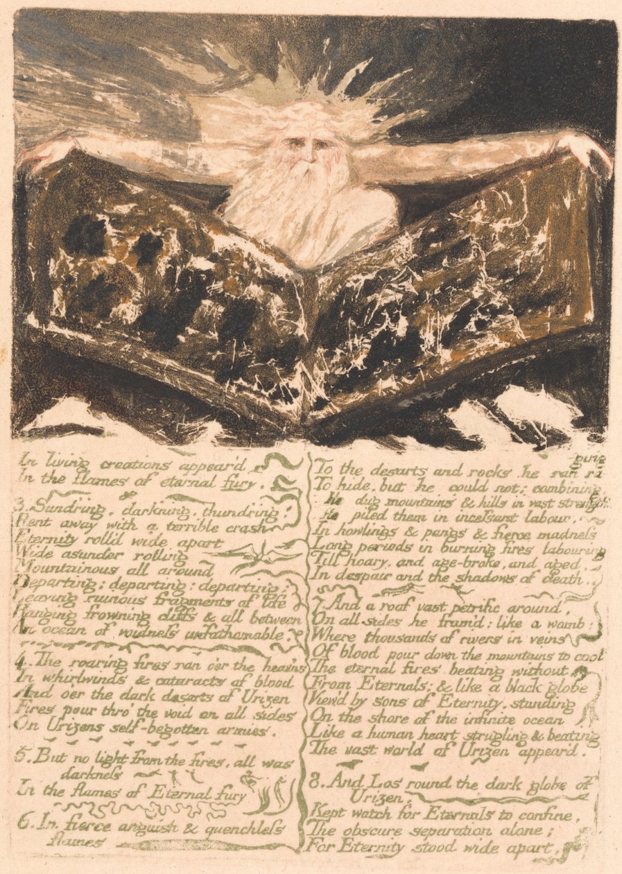 Das Erste Buch Urizen, Tafel 6, "In lebenden Schöpfungen erschien . . . ." (Bentley 5) von William Blake