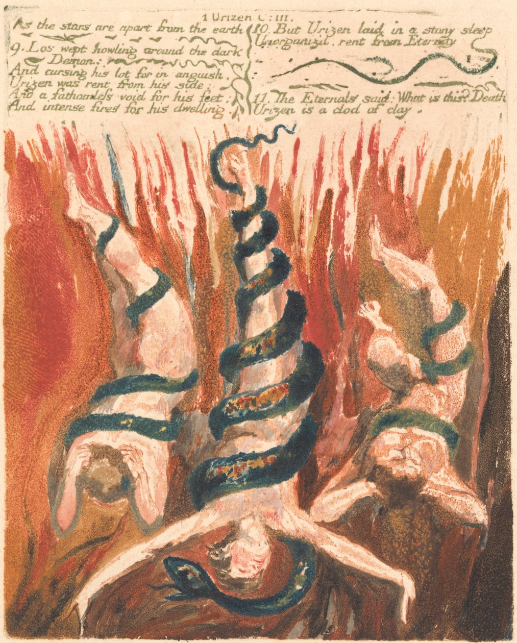 Das Erste Buch Urizen, Tafel 7, "Wie die Sterne von der Erde getrennt sind . . . ." (Bentley 6) von William Blake