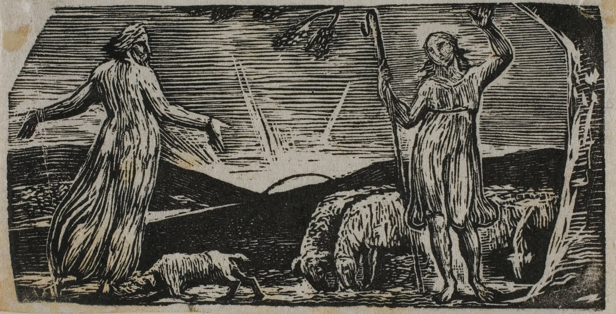 Thenot ermahnt Colinet, aus Die Hirtengedichte von Virgil von William Blake