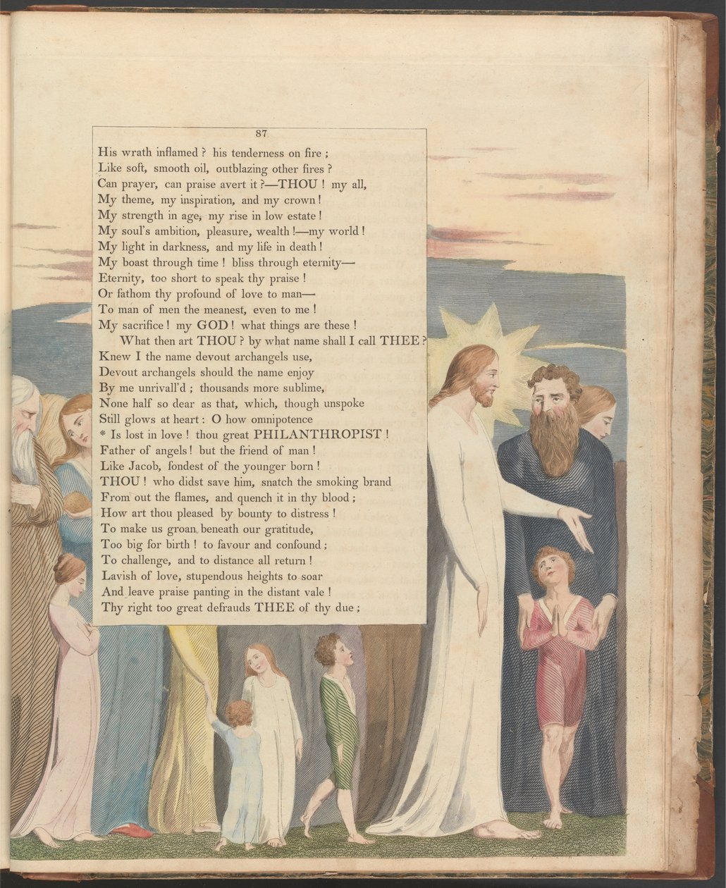 Youngs Nachtgedanken, Seite 87, "Ist in Liebe verloren! du großer Philanthrop" von William Blake