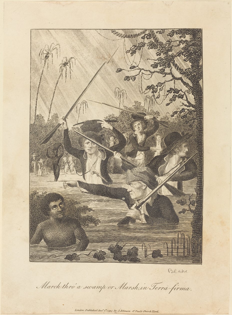 Marsch durch einen Sumpf oder Marsch in Terra-firma von William Blake after John Gabriel Stedman