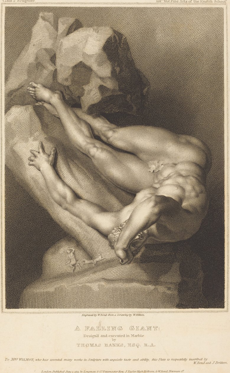 Ein fallender Riese von William Bond after William Hilton I after Thomas Banks