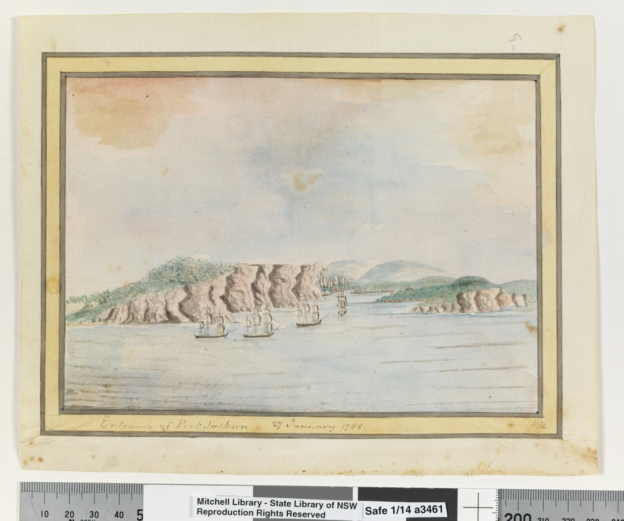 Gegenüber S. 65. `Eingang von Port Jackson 27. Januar 1788