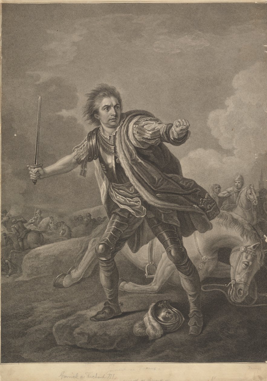 David Garrick als Richard III im Drury Lane Theatre, 1759 von William Bromley