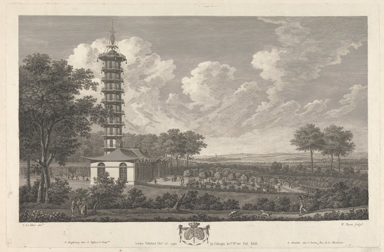 Chinesischer Pavillon in europäischer Landschaft von William Byrne