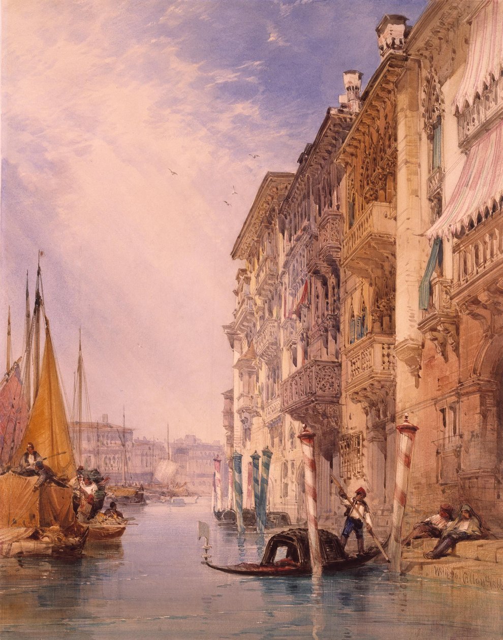 Eine Gondel auf dem Canal Grande, Venedig von William Callow