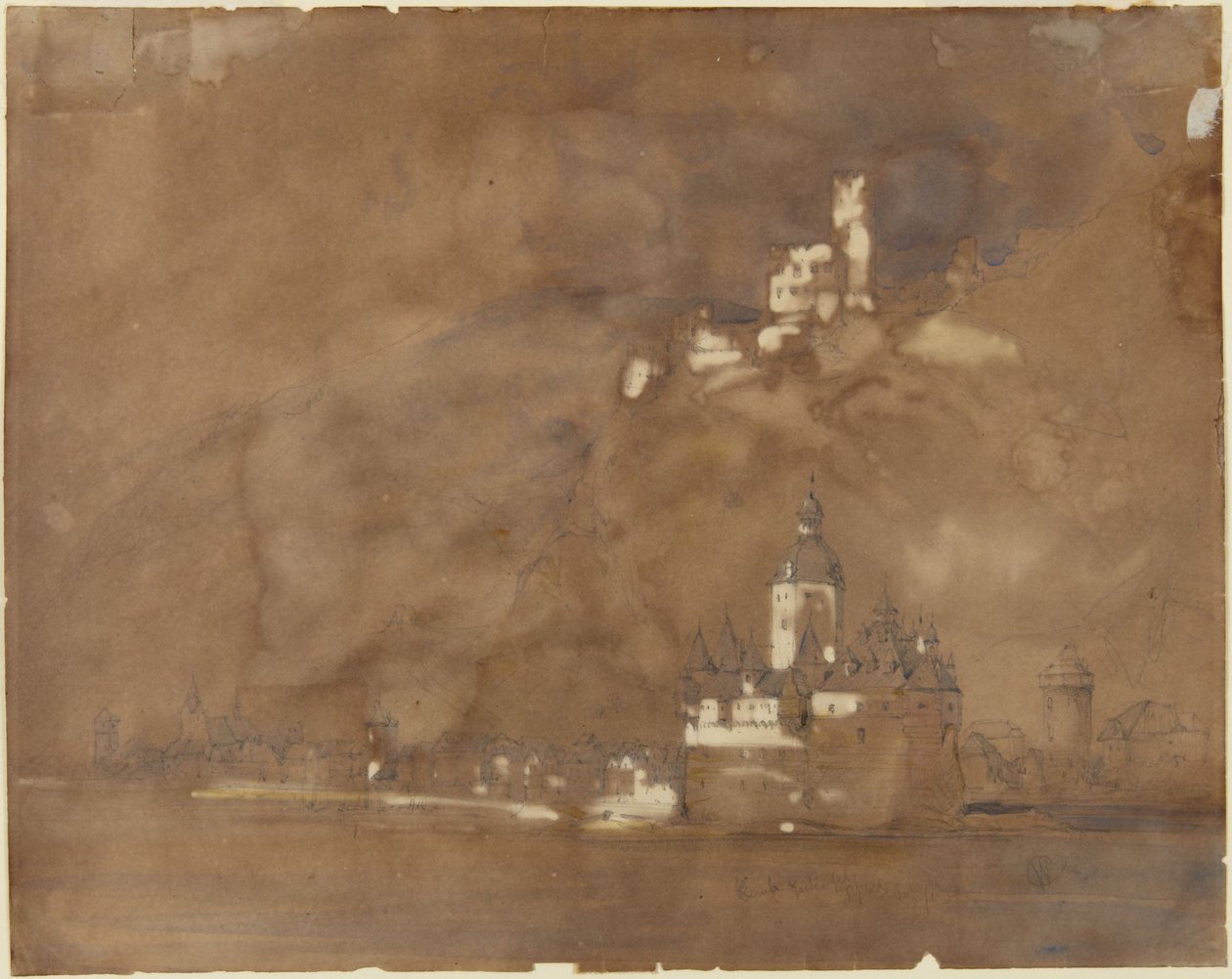 Kaub, Gutenfels, Pfalz von William Callow