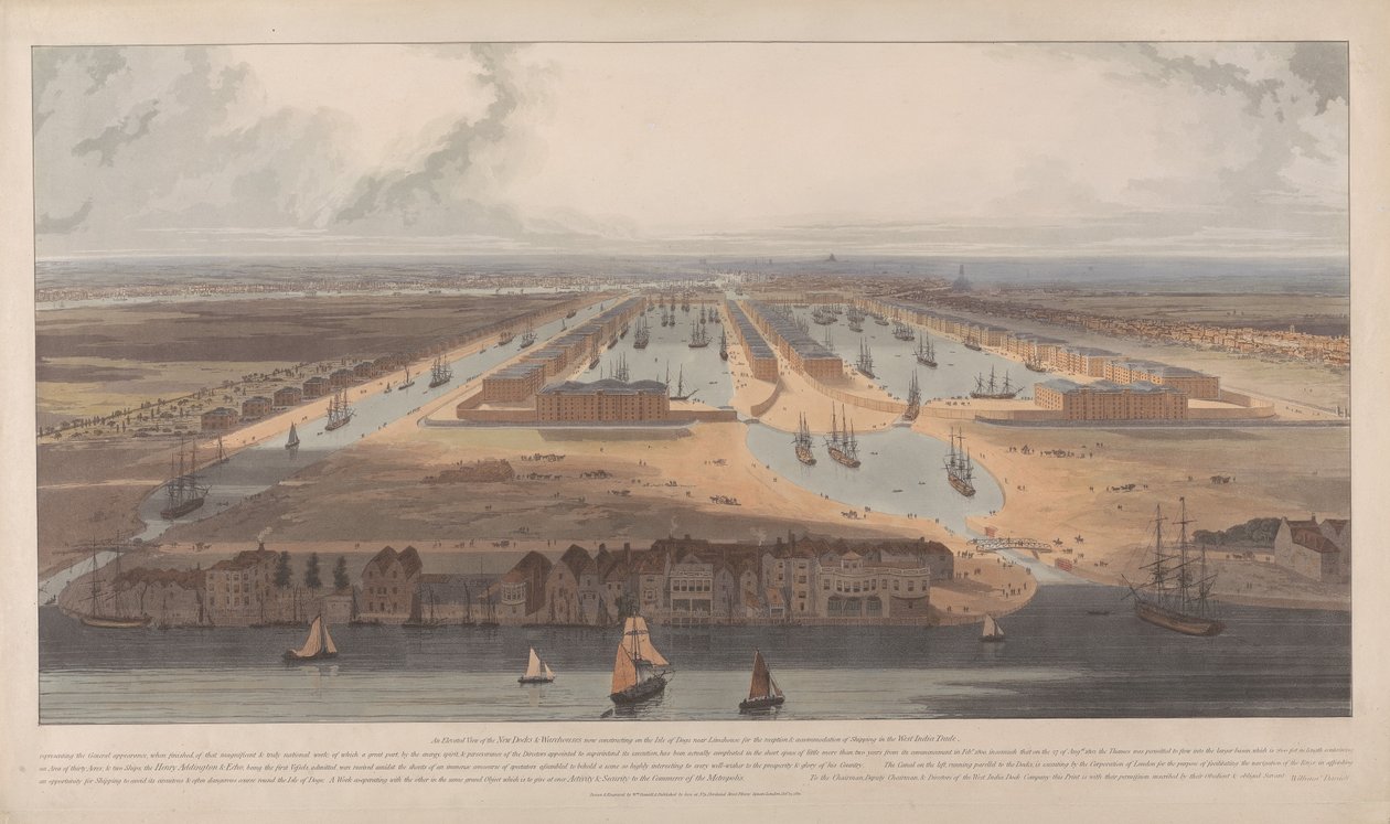 Ein Blick auf die West India Docks von William Daniell