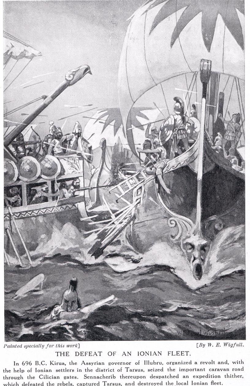 Die Niederlage einer ionischen Flotte, Illustration aus 