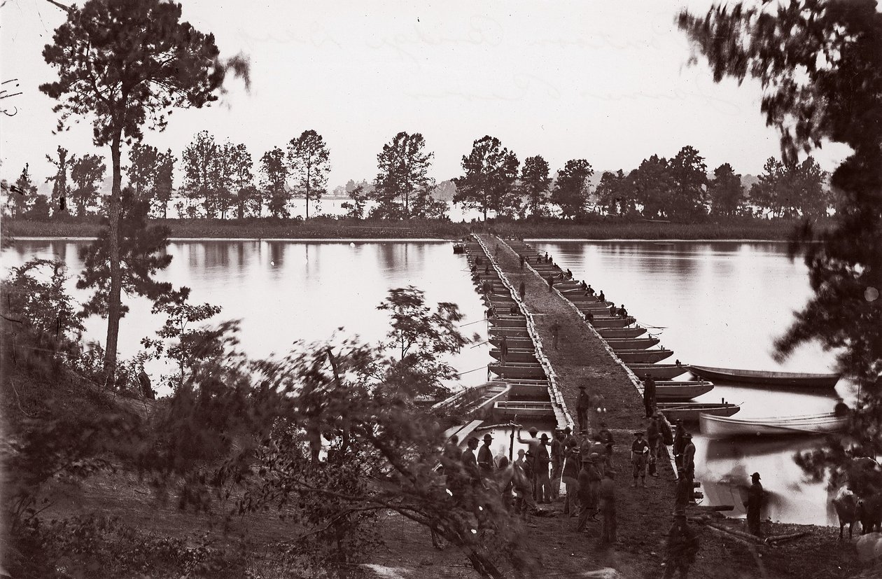 Pontoonbrücke über den James River von William Frank Browne