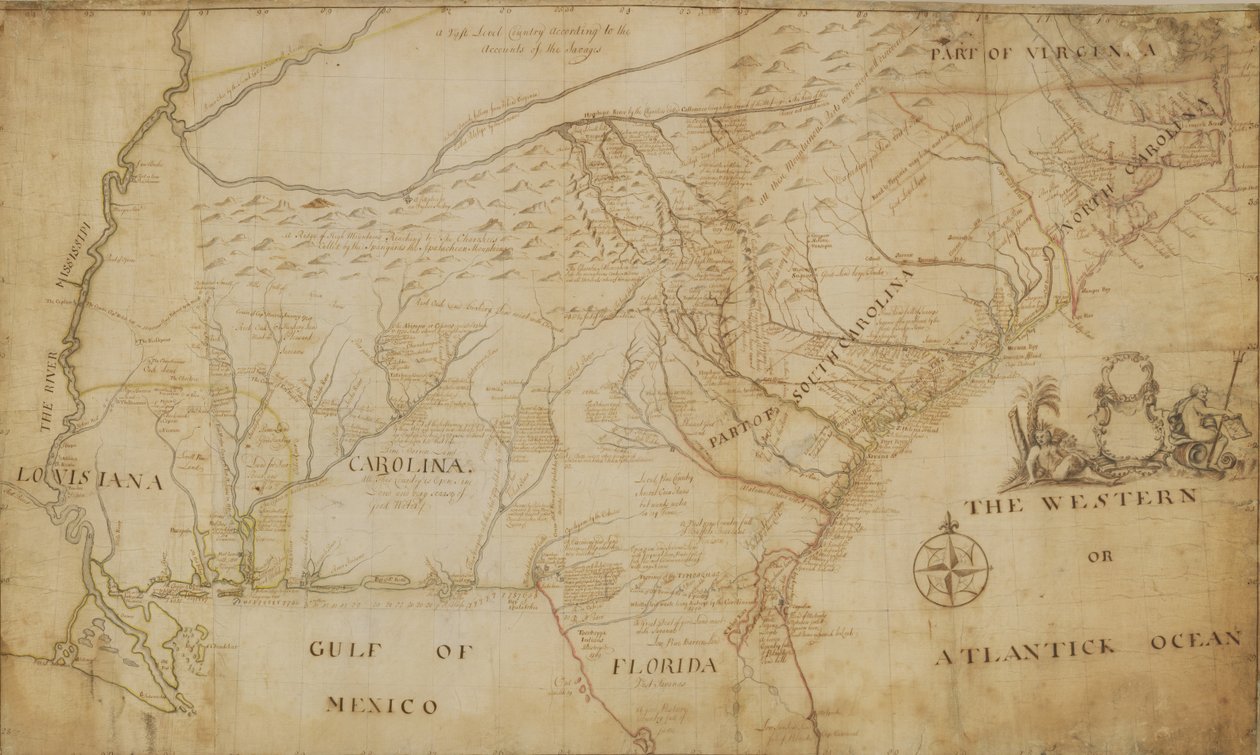 Karte des südöstlichen Teils von Nordamerika, 1721 von William Hammerton