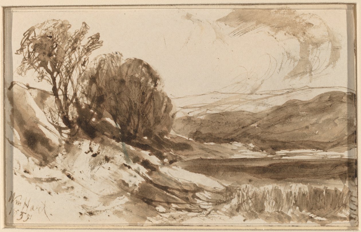 Hügelige Landschaft mit Bäumen von William Hart