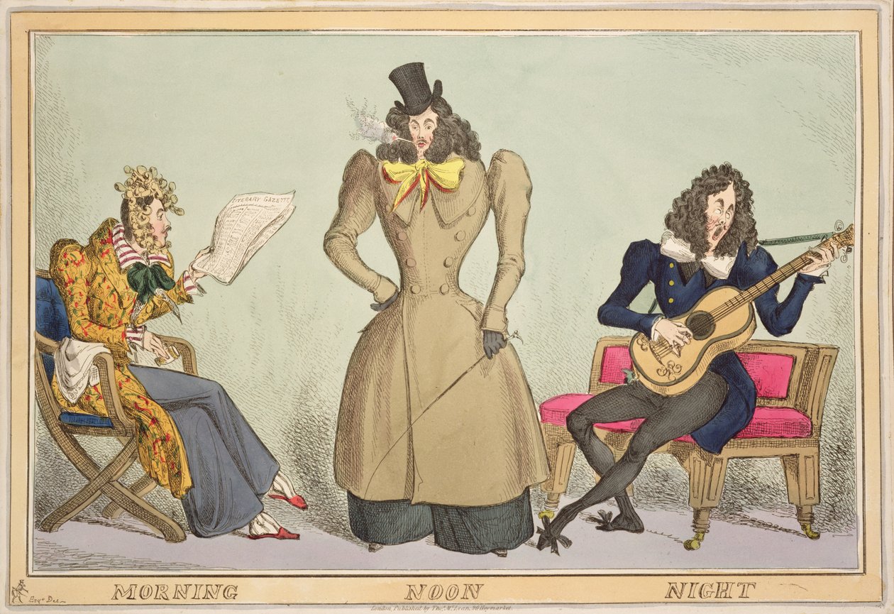 Morgen, Mittag, Nacht, veröffentlicht von Thomas McLean, London (kolorierte Ätzung) von William Heath