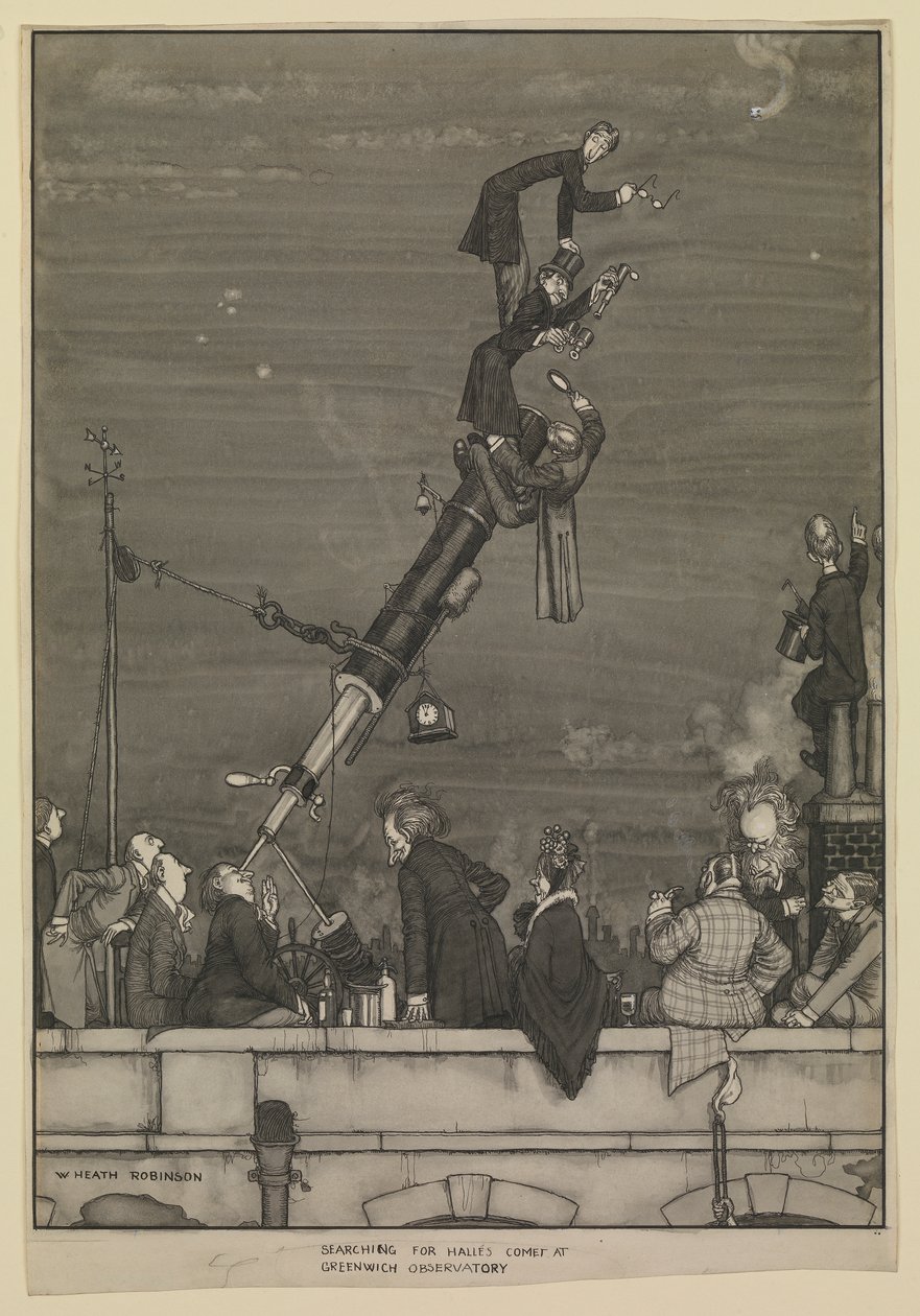 Auf der Suche nach dem Halleyschen Kometen am Greenwich-Observatorium von William Heath Robinson