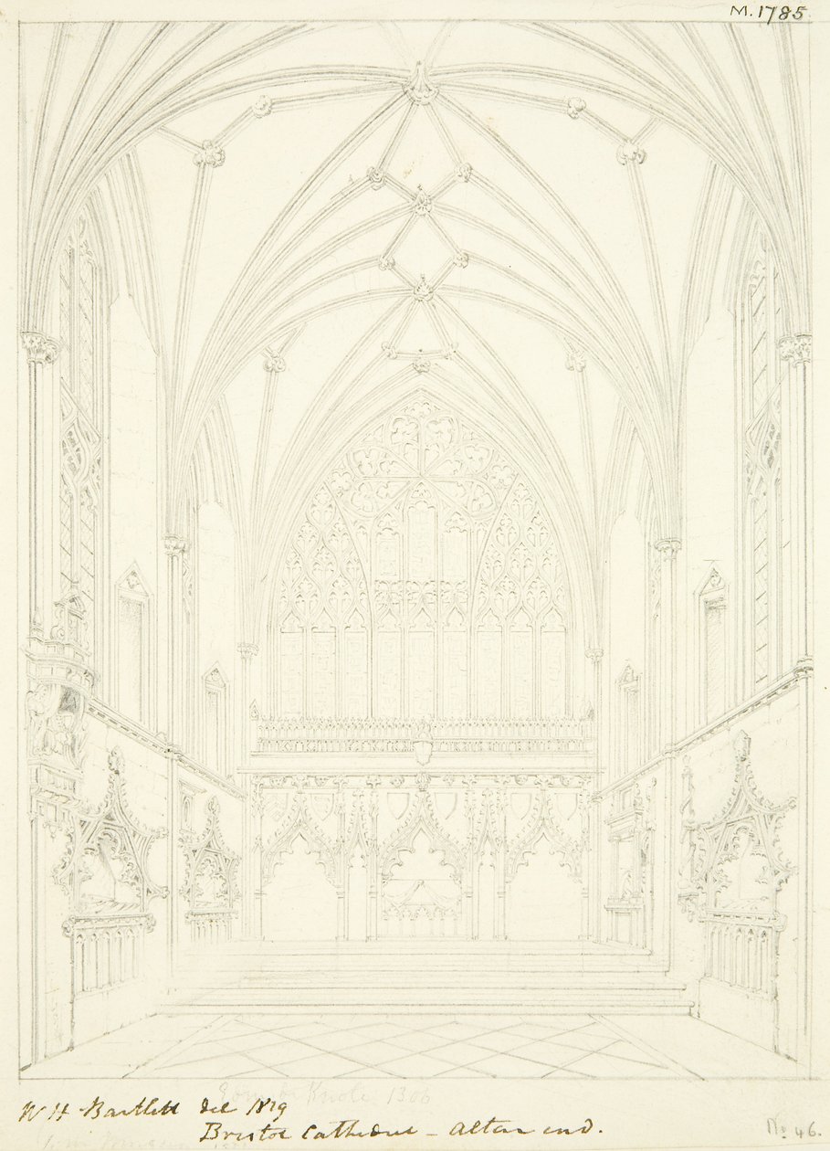 Lady Chapel der Kathedrale von Bristol, Blick nach Osten von William Henry Bartlett