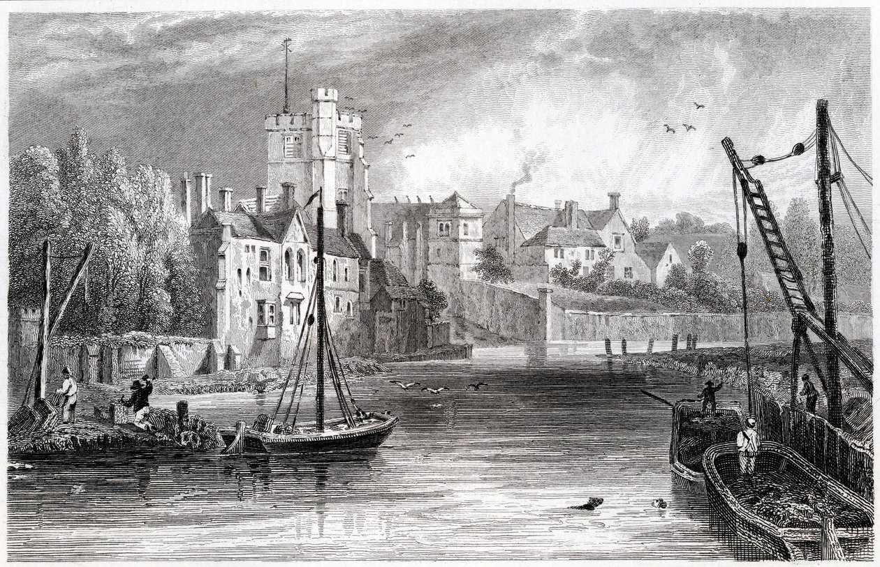 Maidstone vom Wasser aus, Kent, 1832 von William Henry Bartlett