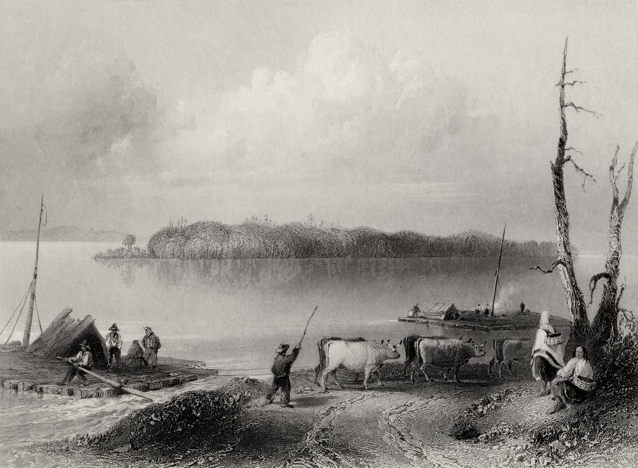 Navy Island, Niagara River, Ontario, Kanada, graviert von Charles Coulson (1815-89) von William Henry Bartlett